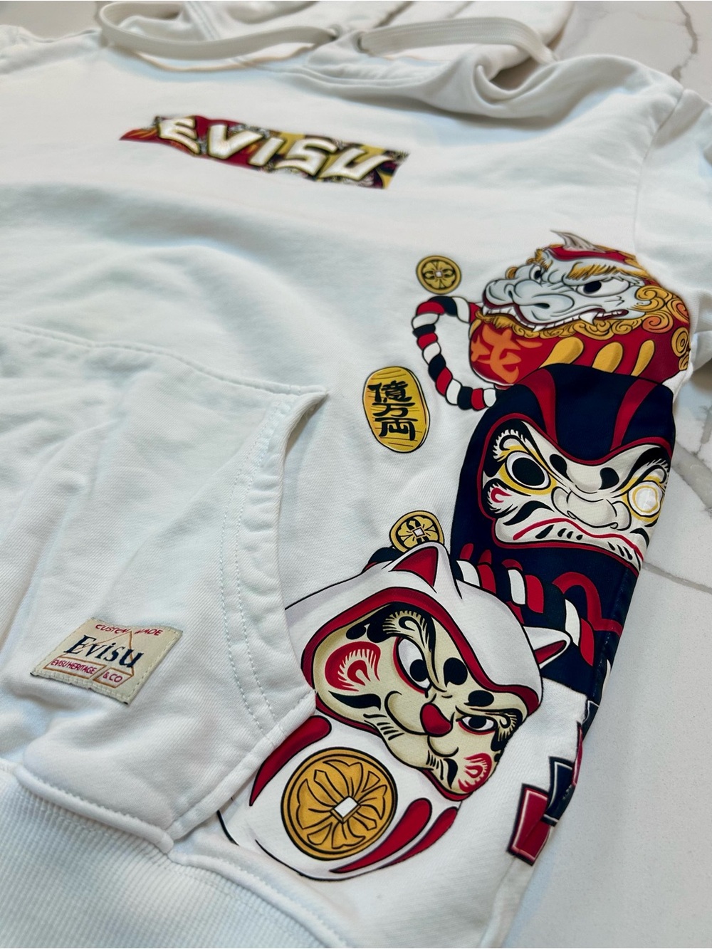 Evisu Daruma Buddies graphic Japanese hoodie - Picture 5 of 9